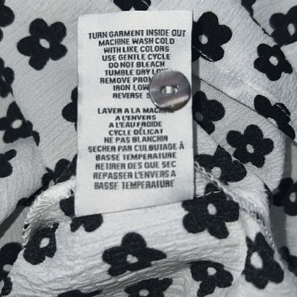 OAT NEW YORK Black White Daisy Print Boxy Blouse-S - Picture 10 of 10